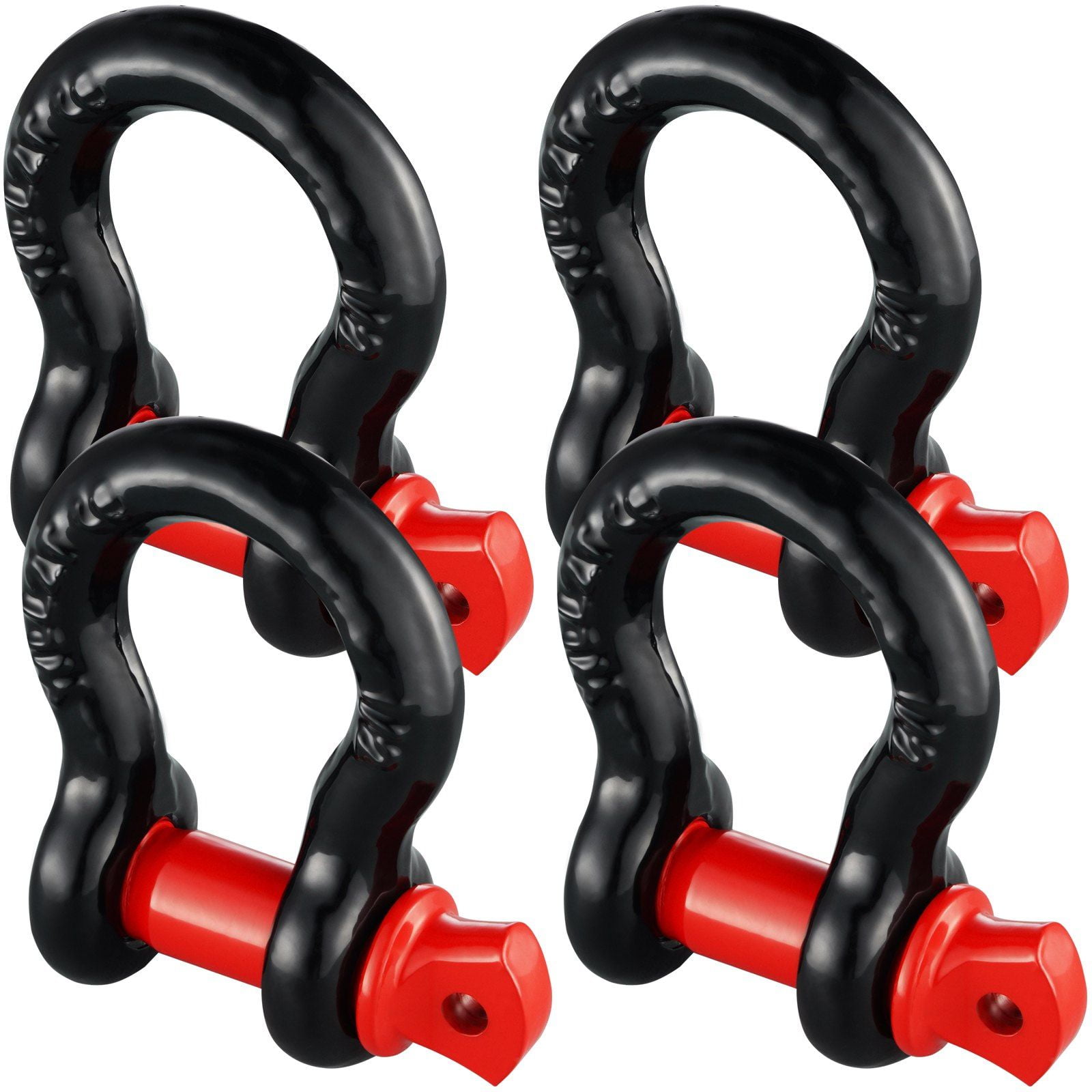 1/2 Inch D Ring Shackle 4 Pack Alloy Steel 8 Ton Break Strength 17637 lbs 5/8 Inch Screw Pin Heavy Duty Off Road Recovery Shackle Towing Accessories for Jeep Truck Black
