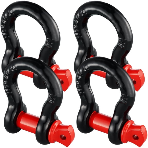 1/2 Inch D Ring Shackle 4 Pack Alloy Steel 8 Ton Break Strength 17637 lbs 5/8 Inch Screw Pin Heavy Duty Off Road Recovery Shackle Towing Accessories for Jeep Truck Black