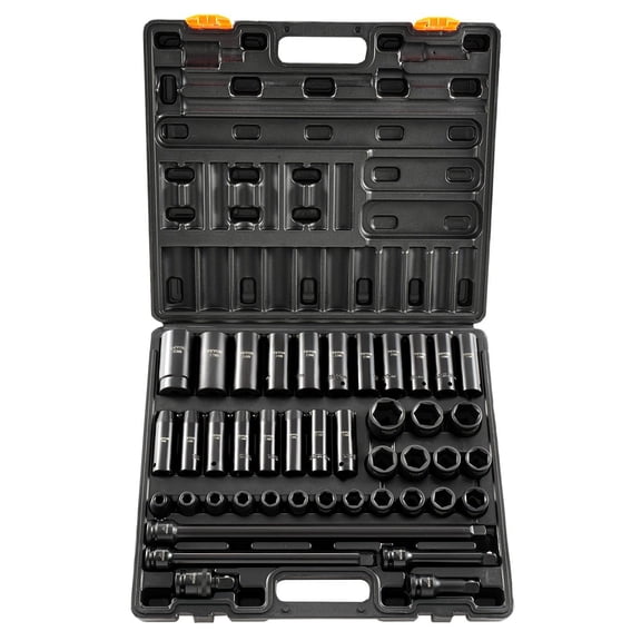 1/2 Inch Drive 43 Piece Impact Socket Set Metric 9-30mm Standard and Deep 6 Point Sockets