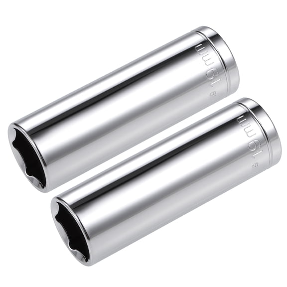 1/2-Inch Drive 6 Point Deep Socket 19mm Metric Cr-V Steel 2pcs