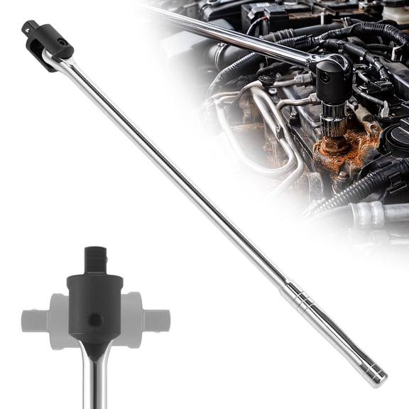 1/2 Inch Drive Breaker Bar 19.3 Inch Chrome Vanadium Steel Heavy Duty Breaker Bar with 240 Rotatable Head for Tight Space