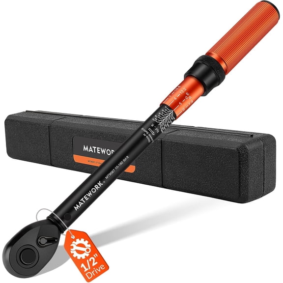1/2 Inch Drive Click Torque Wrench, 10-180 ft.lb/13.6-244.1 Nm, 3% High Precision Lug Nut Torque Wrench with 72 Tooth Dual-Direction for Moto, Wheel Tire and Car Repair