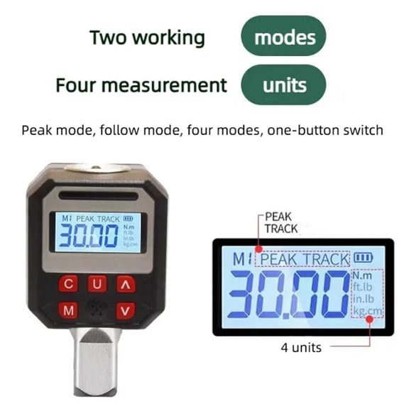 1/2 Inch Drive Digital Torque Adapter, High Precision Electronic Wrench For Car Repair, Converts Ratchet To Torque Tool With LED Indicator (Black)