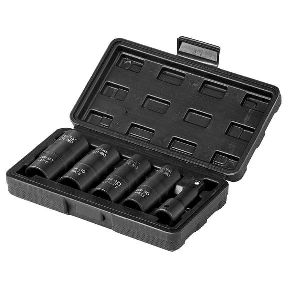 1/2-Inch Drive Flip Impact Socket Set, Metric and SAE 6-Point, 4 Lug Nut Sizes, CR-MO Steel
