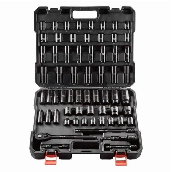 1/2 Inch Drive Impact Socket Set 65PCS SAE 3/8 to 1 1/4 Inch and Metric 10 to 24mm