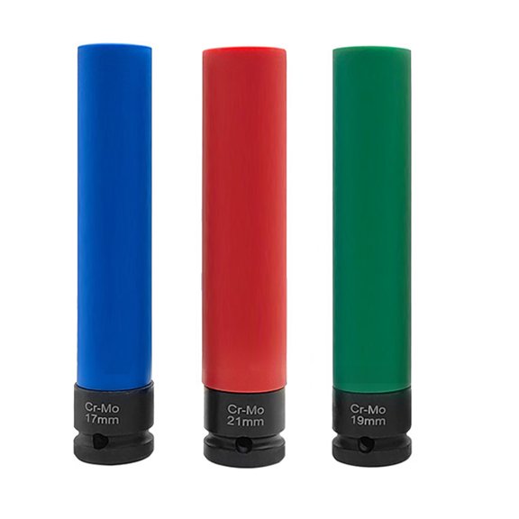1/2-Inch Drive Long Non-Marring Lug Nut Socket Set Protective Sleeves and Inserts Prevent Damage to Wheel