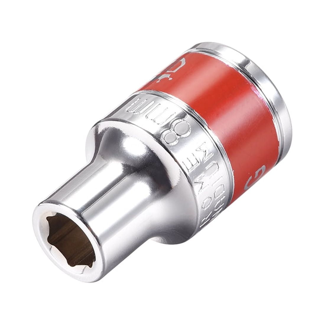 1/2-Inch Drive by 8mm Shallow Socket w Red Band, Cr-V, 6-Point, Metric ...