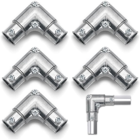 1/2 Inch EMT to EMT 90 Degree Inside Corner Pulling Elbows, EMT Conduit Fittings Set Screw; Electrical Metallic Tube Kit Die Cast Zinc Elbow Capped Corner Coupling (5 Pack)