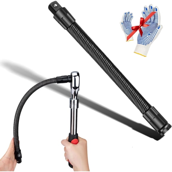 1/2 Inch Flexible Extension Bar Set 2PCS Heavy Duty Spring Steel Impact Socket Extender for Automotive Repair, Industrial Maintenance, Furniture Assembly & Hard-to-Reach Areas