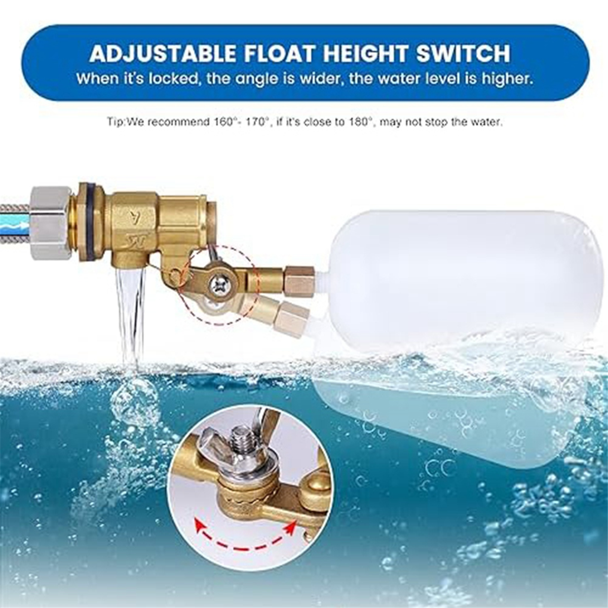 1/2 Inch Float Valve, Water Float Valve for Pond Float Valve Shutoff