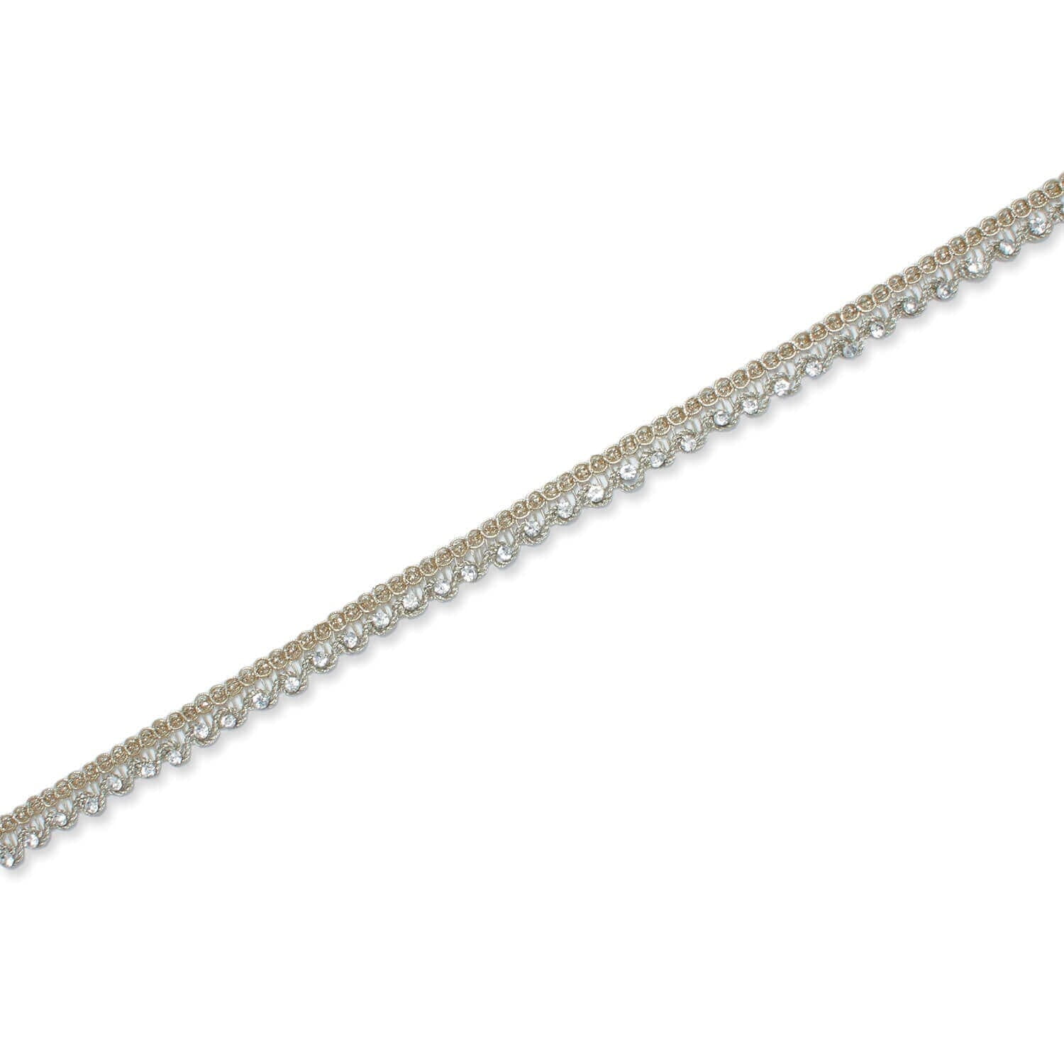 1/2 Inch Glitter Rhinestone Metallic Corded Lace Trim For Sewing, Crafts, Decor, & Upholstery - Champagne 1 Pack (9.8 Yards / 9 Meters)