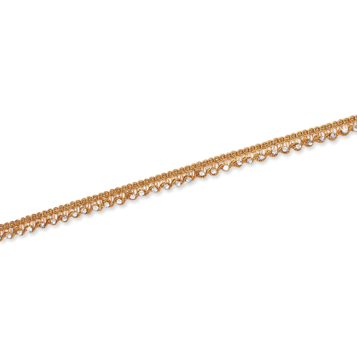 1/2 Inch Glitter Rhinestone Metallic Corded Lace Trim For Sewing, Crafts, Decor, & Upholstery - Gold 1 Pack (9.8 Yards / 9 Meters)