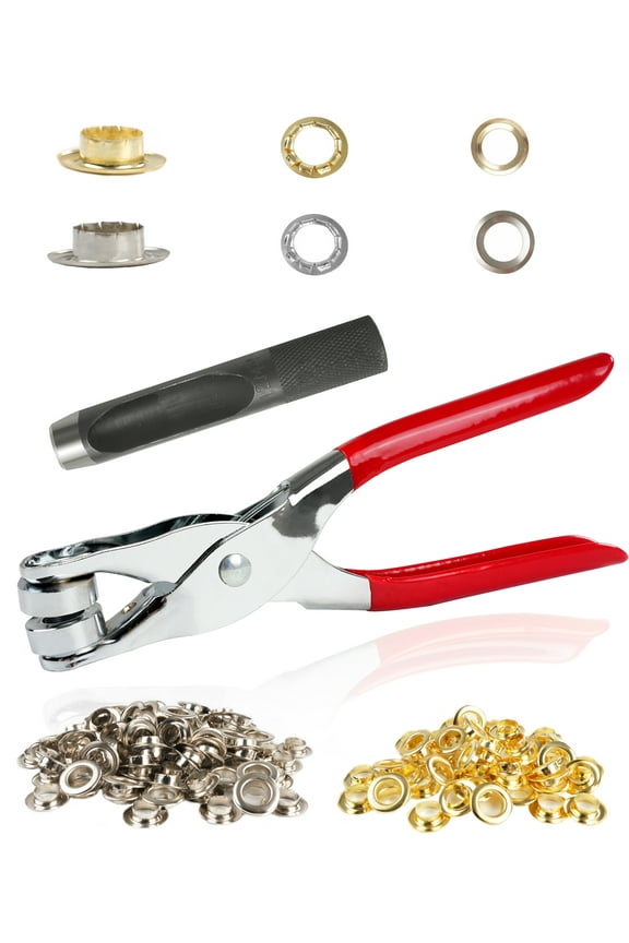 1/2 Inch Grommet Tool Kit with 150Pcs Metal Eyelets in Gold and Silver, Leather Hole Punch Pliers