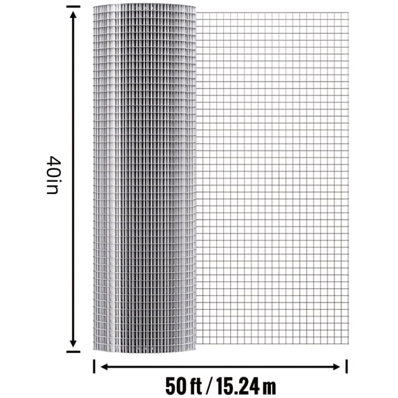 1/2-Inch Hexagonal Welded Wire Mesh 40x50ft Foldable Metal Wire Mesh for Poultry Fencing, Garden Support, Drain Grates, Grill, Bird Netting & Pet Screen Includes Protective Gloves