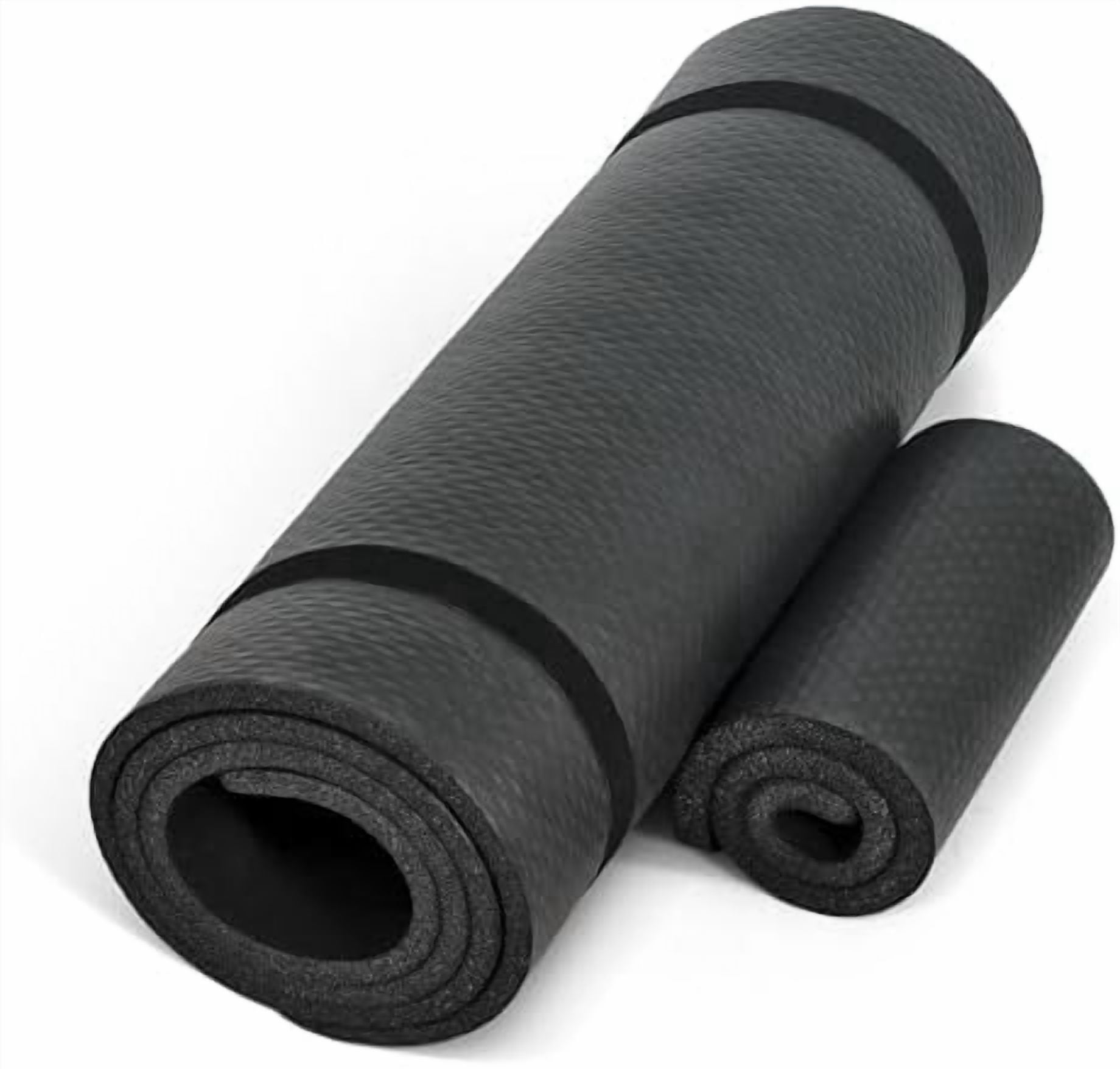 1/2-Inch High Density Exercise Yoga Mat with Strap | Multiple Options Black,Yoga Mat w/Knee Pad