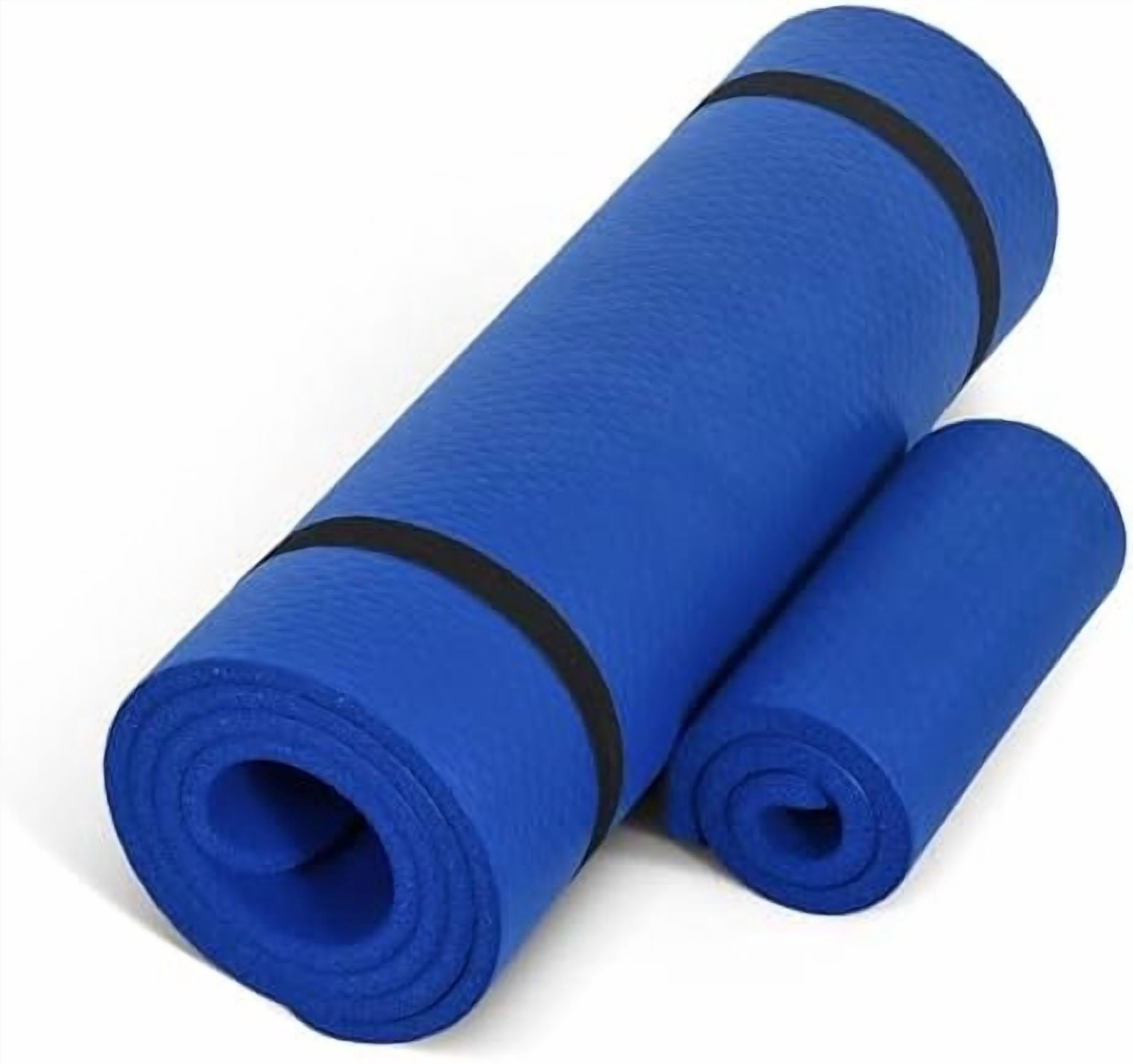 1/2-Inch High Density Exercise Yoga Mat with Strap | Multiple Options Blue,Yoga Mat w/Knee Pad