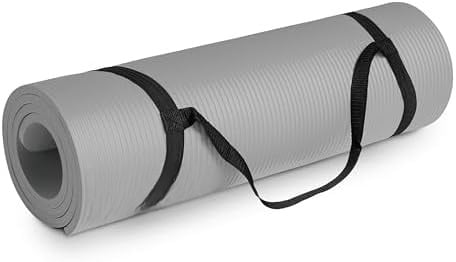 1/2-Inch High Density Exercise Yoga Mat with Strap | Multiple Options Gray,Yoga Mat