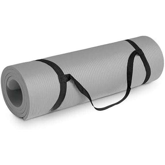 1/2-Inch High Density Exercise Yoga Mat with Strap | Multiple Options Gray,Yoga Mat