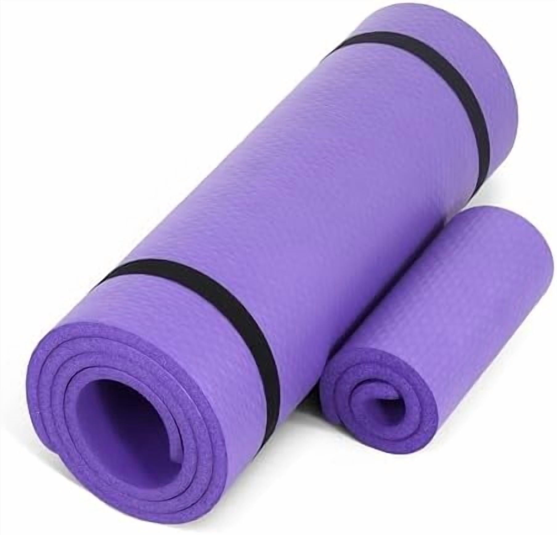1/2-Inch High Density Exercise Yoga Mat with Strap | Multiple Options Purple,Yoga Mat w/Knee Pad