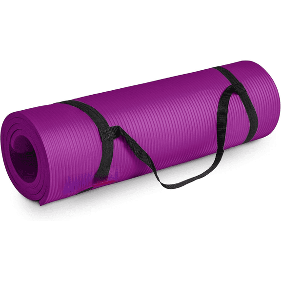 1/2-Inch High Density Exercise Yoga Mat with Strap | Multiple Options-Wine/Yoga Mat