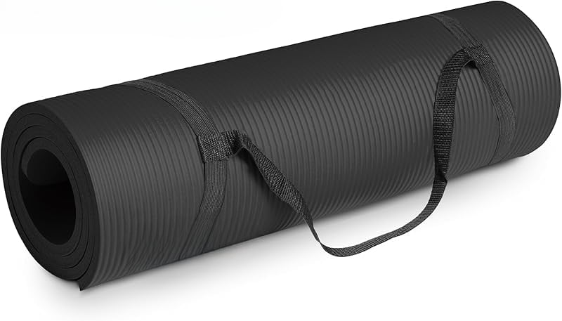 1/2-Inch High Density Exercise Yoga Mat with Strap | Multiple Options