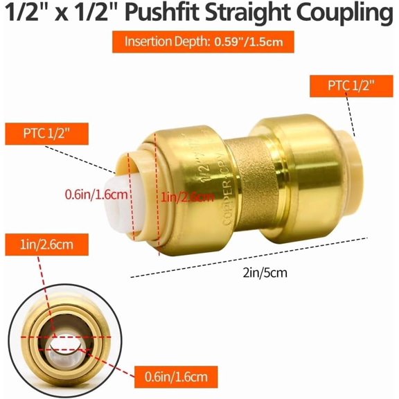 1/2 Inch MPT Crimp Multi-Turn Straight Stop, Brass Plumbing Fitting, PEX Pipe, PE-RT, 23061LF