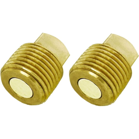1/2''-Inch Male National Pipe Taper Threads Brass Cored Plug with Square Head, with MagnetBrass Pipe Fitting for Boat,Oil wog, Gas,Drain plug-2Pcs