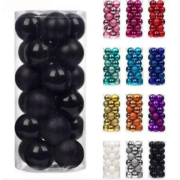 1.2 Inch Mini Shatterproof Plastic Christmas Tree Decorative Hanging Balls, 24 Pcs/Pack