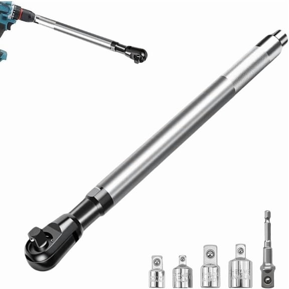1/2-Inch Multi-Function Electric Extension Wrench, Extension Wrench-Impact,with 4 Conversion Adapters, for Tight Spaces