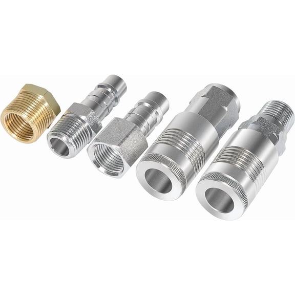 1/2-Inch NPT G-Style Air Coupler Body Plug and Air Hose Reducer Bushing Kit 1/2" Steel Quick Connect Air Fitting (5-Pack)