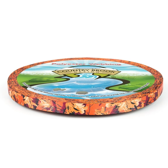 Country Brook Design® 1/2 Inch Orange Sunset Camo Photo Quality Polyester, 50 Yards