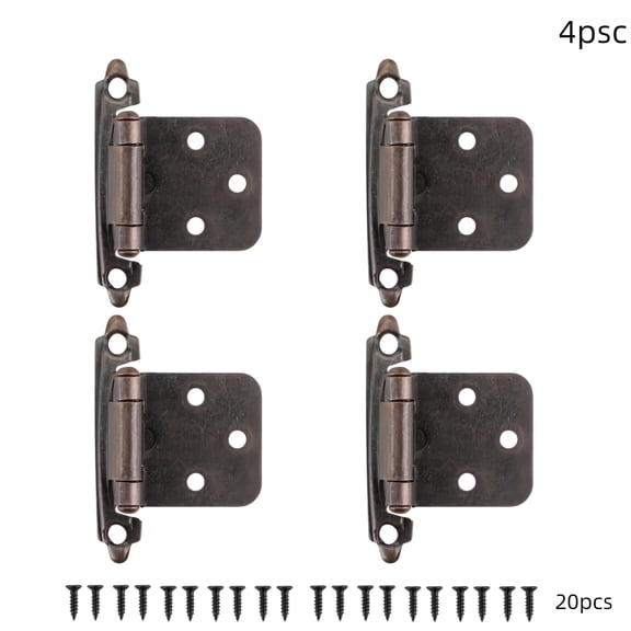 4 pack Cabinet Hinges, 1/2 inch Overlay Rubbed Bronze Metal Cabinet Door Hinges, Self Closing Flush Mount Hinges for Cabinet Doors with Door Bumper for Cupboard Kitchen Cabinets