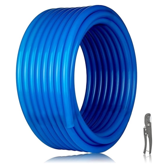 1/2 Inch PEX-B Pipe 300ft - Blue PEX Tubing for Hot & Cold Water - NSF Certified PEX Pipe for Plumbing, Radiant Heat, RV - Includes Cutter