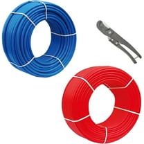 1/2 Inch PEX-B Pipe/Tubing, 2 Rolls Blue & Red Each 300 Feet (600ft) Length PEX Tubing Pipes, for Potable Hot/Cold Water Plumbing Application with Pipe Cutter