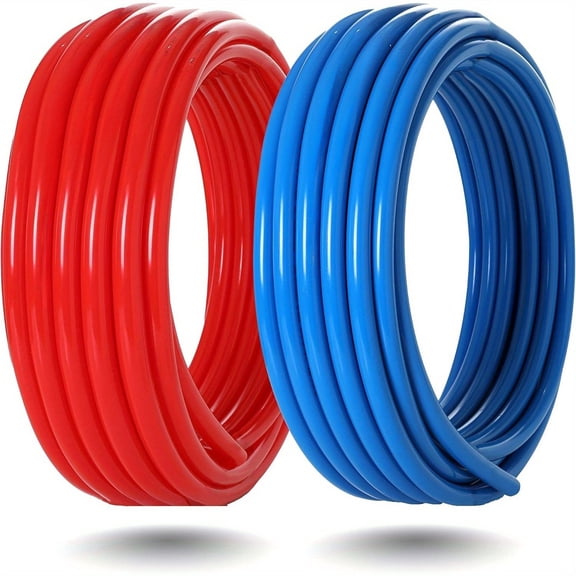 1/2 Inch PEXB Pipe 200FT (100FT Red + 100FT Blue) for Hot & Cold Water - Potable Water Safe, Plumbing Supply for Home & Commercial Use, Includes Free Pipe Cutter