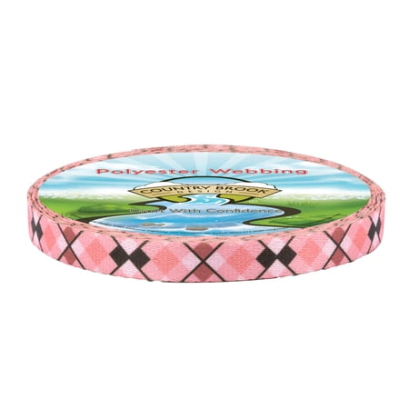 Country Brook Design® 1/2in Pink/Brown Argyle Polyester Webbing Closeout 50 Yds