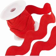 1.2 Inch RIC Rac 5 Yards Rick Rack Trim Sewing Rickrack Lace Wave Ribbon Zig Zag Crimson Wave Bending Lace Trim S Shaped Woven Fabric with Spool for DIY Crafts Wedding Dress