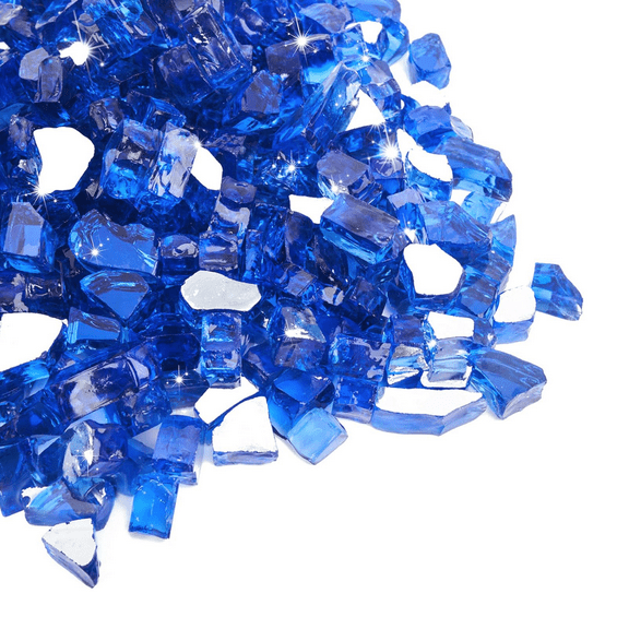 1/2-Inch Reflective Fireplace Glass Rocks for Propane Fire Pit, 10 lbs Outdoor Fire Pit Glass, Premium Firepit Glass Rocks for Fire Pit Table, Cobalt Blue