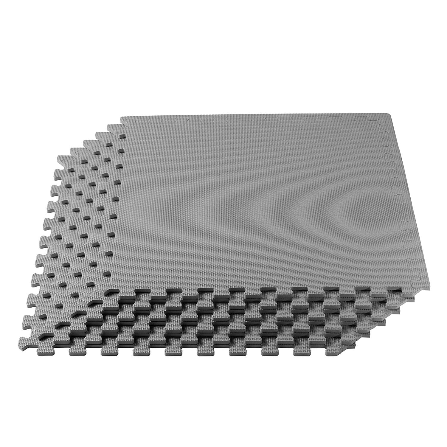 24 in. x 24 in. Gray Foam Mat Interlocking FloorTiles w/ Eva Foam Padd