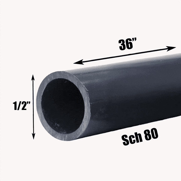 1/2 Inch Schedule 80 PVC Pipe - Cut to Custom Length (36")