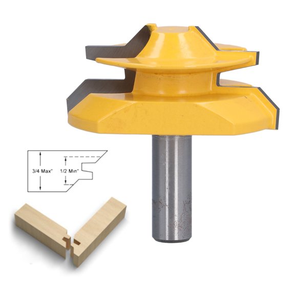 1/2 Inch Shank 45 Degree Lock Miter Router Bit with Alloy Cutter Head for Woodworking Joints 2in wood Drilling Power Tools 1/2in Shank