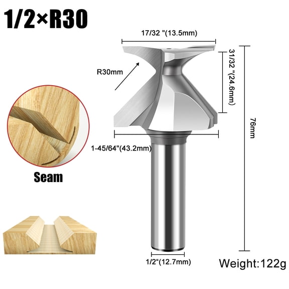 1/2 Inch Shank R30 Router Bit - Arc Bending Integrated Knife for Woodworking Milling,Wooden Door Wall Cabinet Arc Bending Free Filling Softening Process Clear Texture