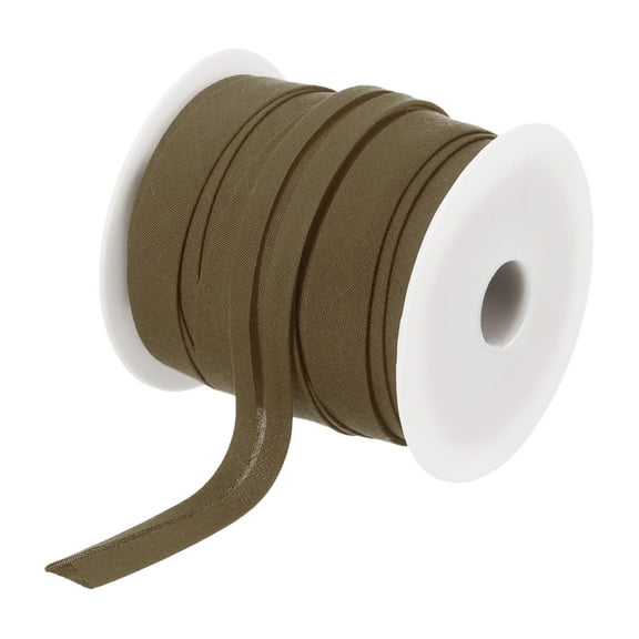 Uxcell 0.47" Single Fold Bias Tape Polyester Roll for Sewing Coffee 25 Yards