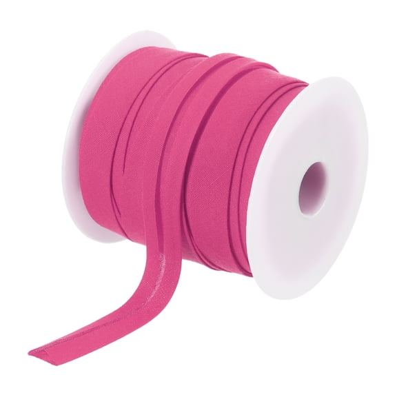 Uxcell 0.47" Single Fold Bias Tape Polyester Roll for Sewing  Rose Red 25 Yards