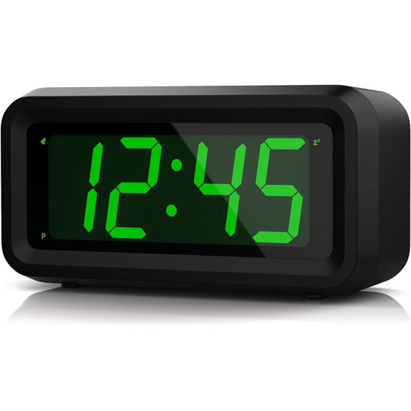 1.2 Inch Small Digital Alarm Clock, Green LED Display with Adjustable Brightness & Night Mode, Battery Operated Portable Desk Clock, for Bedroom, Travel, Kids, Wall Mount (Snooze, 12/24H)