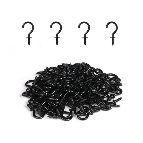 1/2 Inch Small Screw Hooks, Mini Metal Twist in Hooks, Black, 100 Pcs