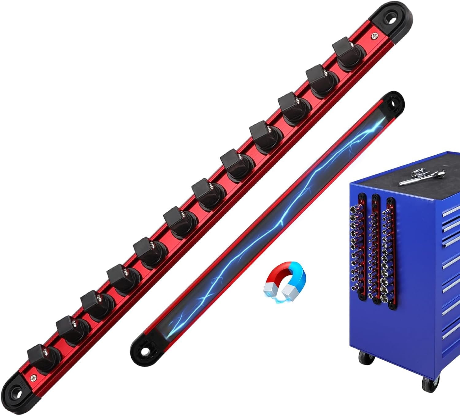 1/2-Inch Socket Organizer Rail, Alloy Socket Rail, Heavy Duty Sockets ...