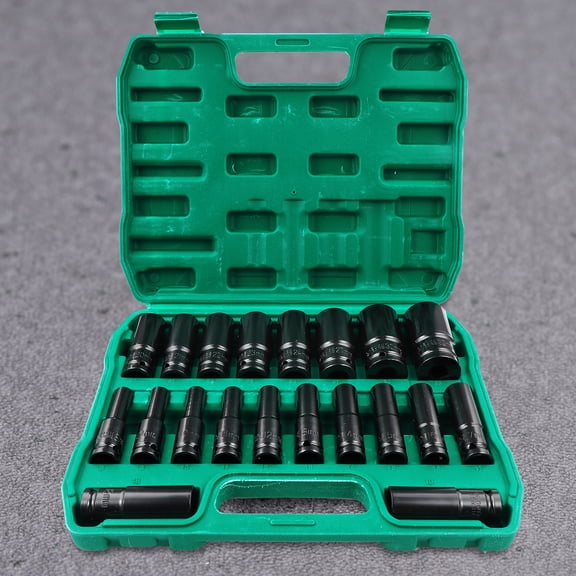 POPETPOP 20Pcs Deep Socket Kit for Mechanics Assorted Color with Sturdy Storage Box