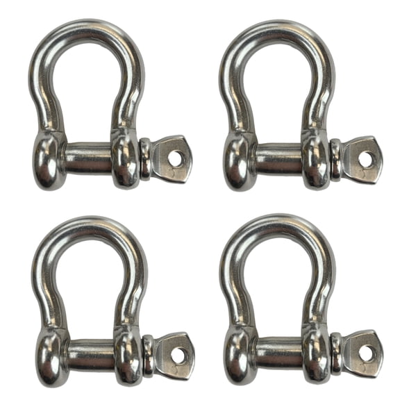 1/2 Inch Stainless Steel Pin Anchor Shackles, 1.4Ton (3086 LBS) Safe Working Load Limit,  For Lifting, Rigging, Logging and Towing (4)
