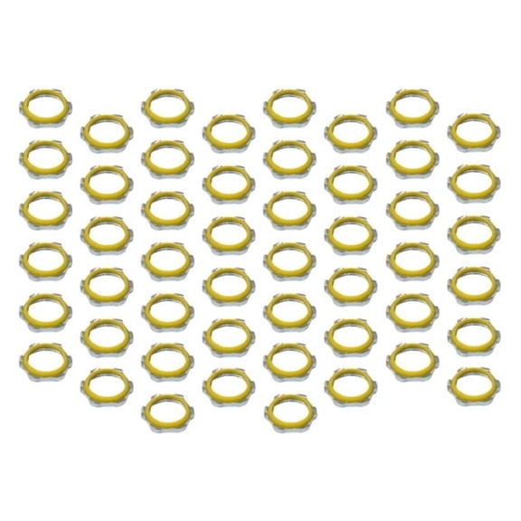 1/2 Inch Steel Sealing Lock Nut - Electrical Conduit Locknut with PVC Molded Gasket for A Weatherproof Seal and Zinc Plated for Corrosion Resistance - 50-Pack